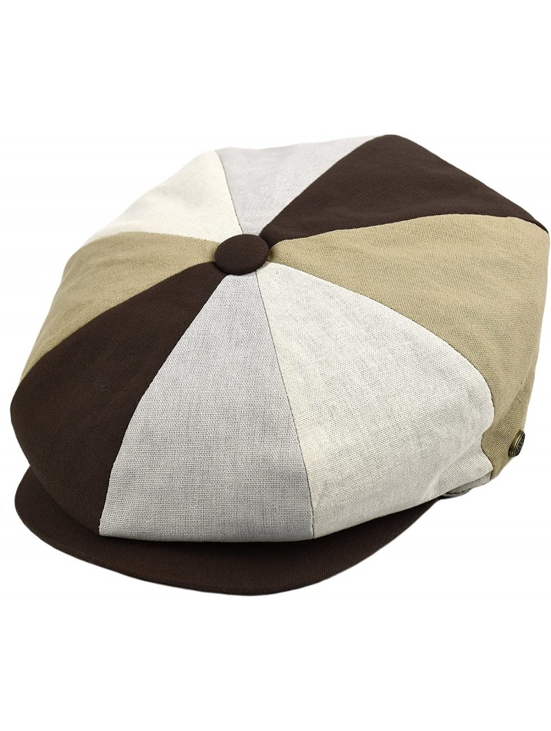 Newsboy Caps Mens Newsboy Cap- Patchwork Cabbie- Driving Cap- Light Weight Applejack Hat - Brown Patch - C217AZ4O08D $24.51