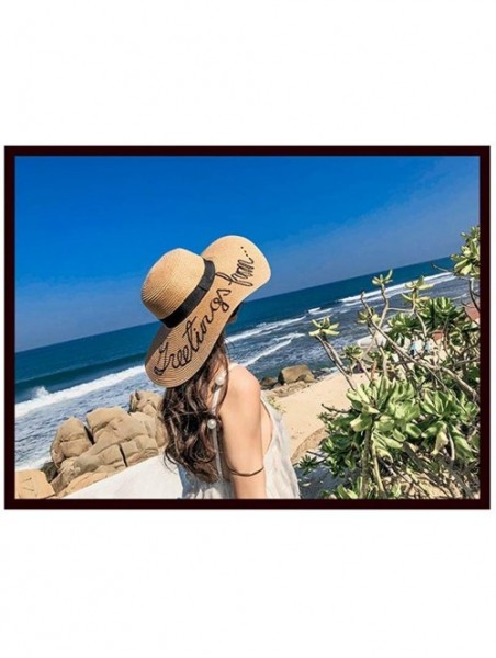 Sun Hats Women' s Summer Pure Sunshade Straw Cap Floppy Big Bow Knot Beach Sun Hat 002 - Khaki-004 - CP18T44H0DX $12.62