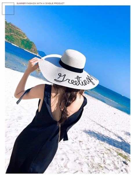 Sun Hats Women' s Summer Pure Sunshade Straw Cap Floppy Big Bow Knot Beach Sun Hat 002 - Khaki-004 - CP18T44H0DX $12.62