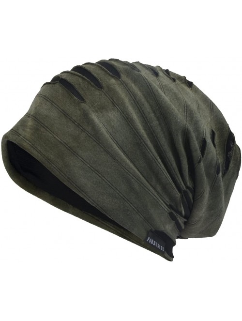 Skullies & Beanies Men's Chic Striped Thin Baggy Slouch Summer Beanie Skull Cap Hat - 9a-green - C518E6Y0YIQ $16.49