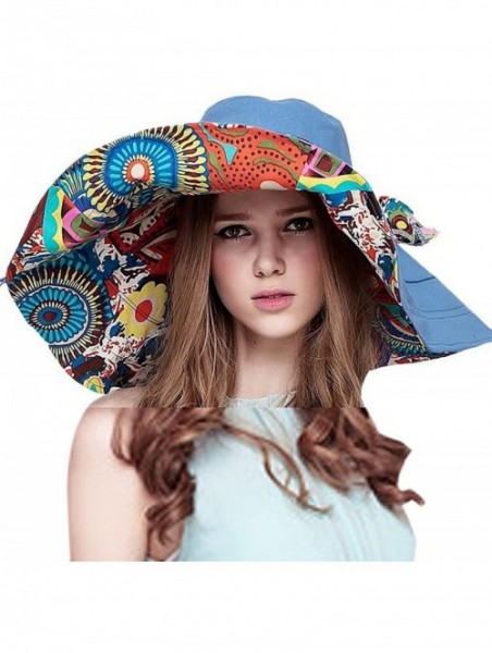 Sun Hats Large Wide Brim Sun Hat for Women-Summer Hats for Beach Garding-Floppy - 2-0-blue - CV18TWKSGLX $20.21