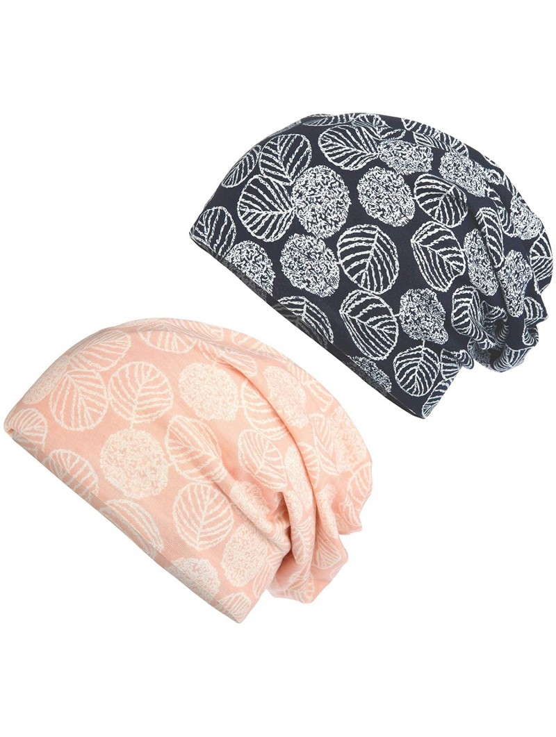 Skullies & Beanies Flower Printed Beanie Women Turban Headband Chemo Cap - 2 Pack Set 18 - CG18WHDSA0K $16.76