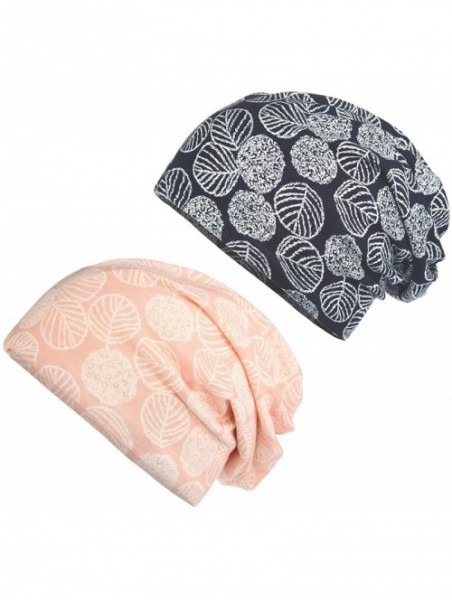 Skullies & Beanies Flower Printed Beanie Women Turban Headband Chemo Cap - 2 Pack Set 18 - CG18WHDSA0K $16.76