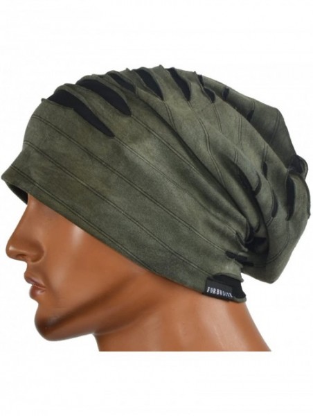 Skullies & Beanies Men's Chic Striped Thin Baggy Slouch Summer Beanie Skull Cap Hat - 9a-green - C518E6Y0YIQ $16.49