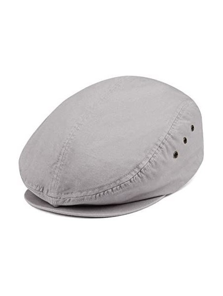 Newsboy Caps Men's Plaid Ivy Washed Canvas Newsboy Cap Hat L.GREY One Size - C511NPPNZGF $12.96