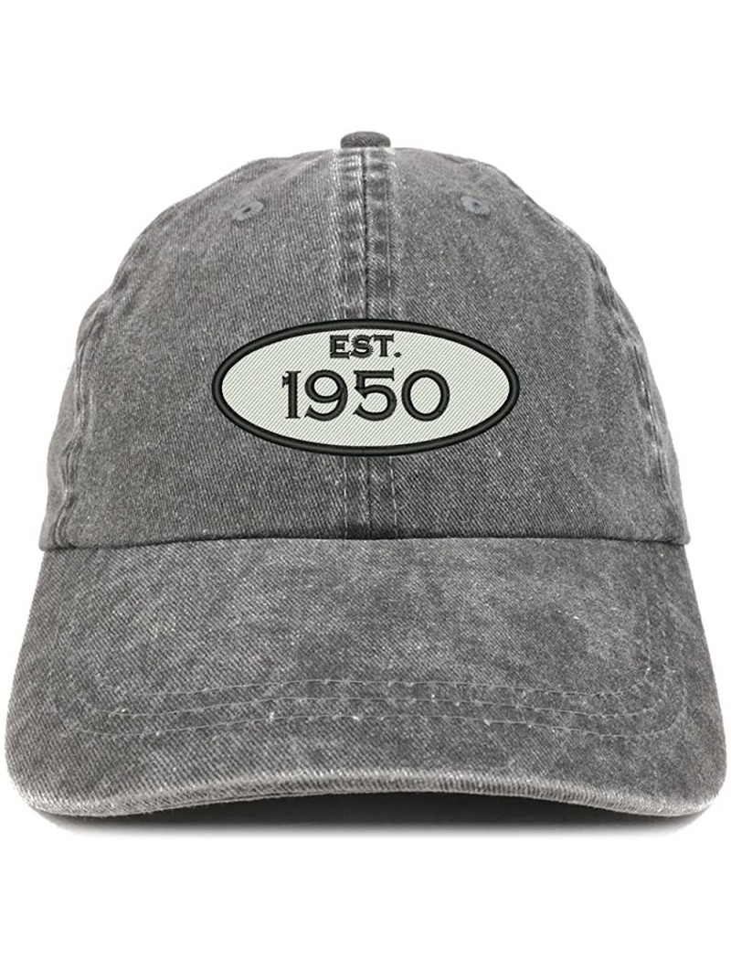 Baseball Caps Established 1950 Embroidered 70th Birthday Gift Pigment Dyed Washed Cotton Cap - Black - CN180N28L32 $17.75