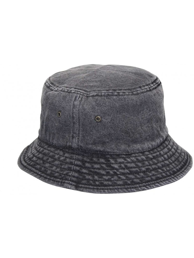 Bucket Hats Short Brim Visor Cotton Bucket Sun Hat - Denim Smoke - CK11Y2Q5UBT $14.97