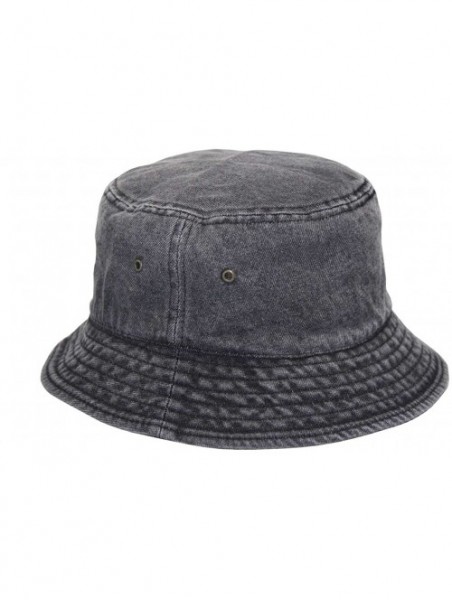 Bucket Hats Short Brim Visor Cotton Bucket Sun Hat - Denim Smoke - CK11Y2Q5UBT $14.97