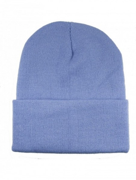 Skullies & Beanies Unisex Knitted Winter Beanie Hat 6 Pcs - Sky Blue - CZ18K6ZCRGU $16.50