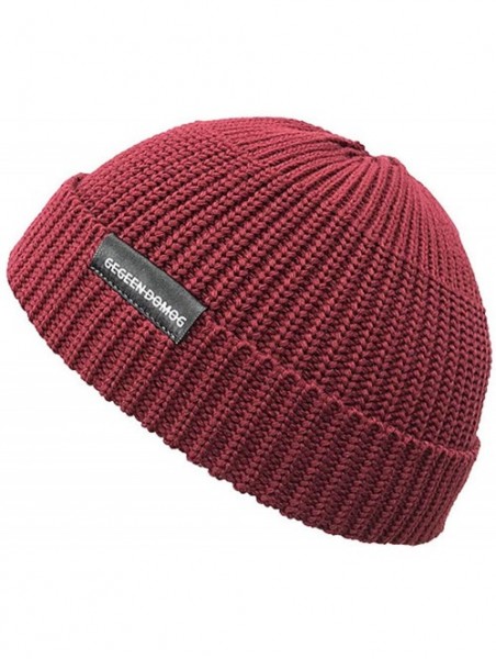 Skullies & Beanies Men Women Knit Watch Cap Wool Winter Solid Color Beanie Skull Cap Harbour Cuffed Hat - Wine Red - C218XMAH...