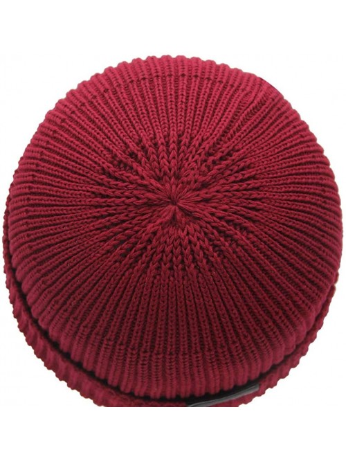 Skullies & Beanies Men Women Knit Watch Cap Wool Winter Solid Color Beanie Skull Cap Harbour Cuffed Hat - Wine Red - C218XMAH...