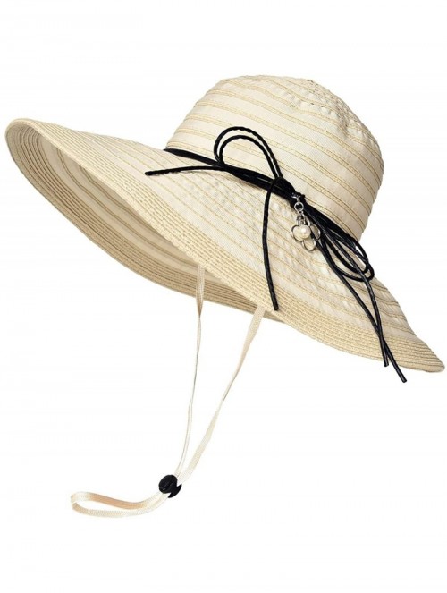 Sun Hats Sun Protection Hats for Women Wide Brim Floopy Beach Hat Packable Bucket Cap with Chin Strap - CY194ATNTTD $16.19