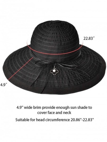 Sun Hats Sun Protection Hats for Women Wide Brim Floopy Beach Hat Packable Bucket Cap with Chin Strap - CY194ATNTTD $16.19