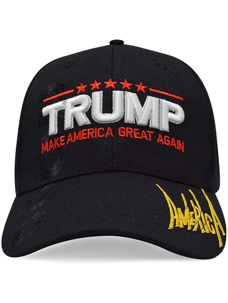 Baseball Caps Trump 2020 Keep America Great 3D Embroidery American Flag Baseball Cap - 013 Black - CP18O222ZN3 $15.39