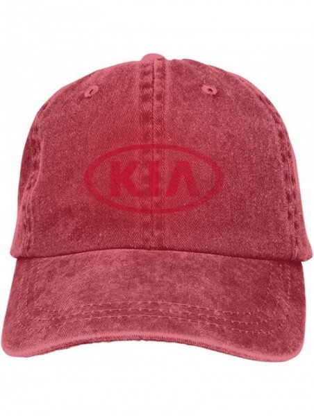 Skullies & Beanies Custom KIA_Car Logo Fashion Hat Cap for Men Black - Red - CW18SRQDS3Q $15.25