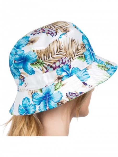 Sun Hats Gemma Colorful Design Cloche Bucket Bell Summer Hat - White / Blue - CX11VP5YRIR $22.88