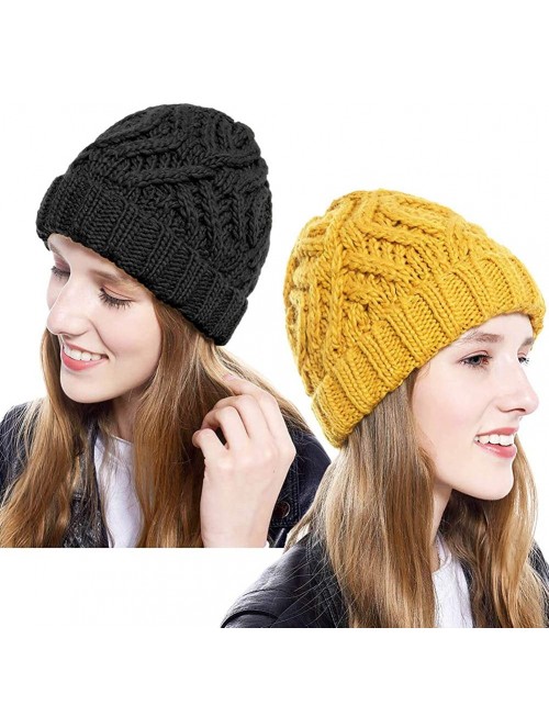 Skullies & Beanies 2 Pack Winter Beanie Knit Hat Slouchy Cable Chunky Baggy Snow Hat Thick Soft Warm Skull Skip Cap for Women...