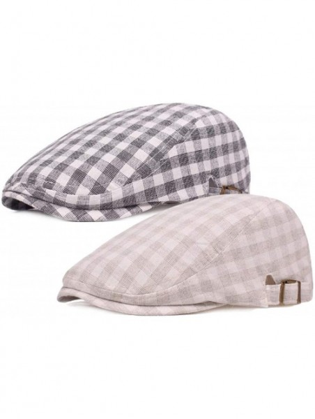 Newsboy Caps Unisex Flat Checker Plaid Ivy Newsboy Cap Hat - 2 Pack-d - CN18L62ET83 $20.66