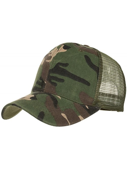 Baseball Caps Camouflage Summer Cap Mesh Hats for Men Women Casual Hats Hip Hop Baseball Caps - Army Green - CC192USGSHK $9.45