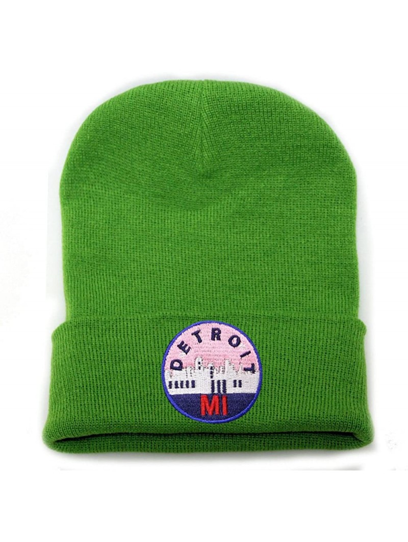 Skullies & Beanies Sk901 Detroit Patch Basic Winter Ski Beanie Hat - Lime - CU186EHSAAO $15.95