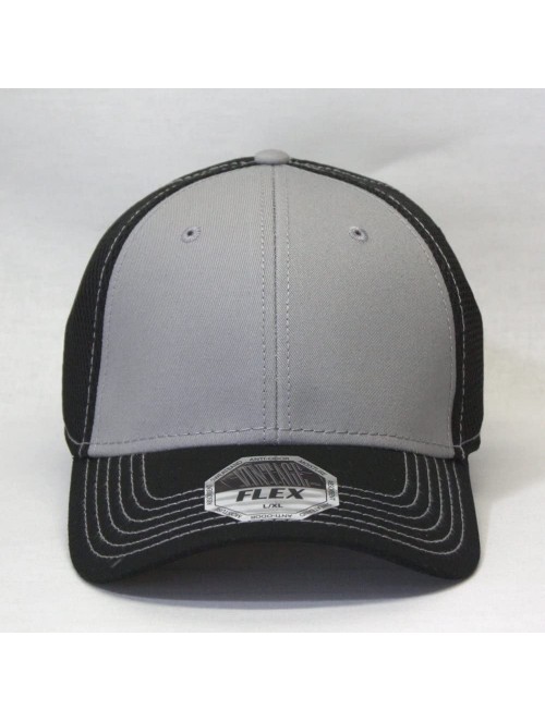 Baseball Caps Plain Pro Cool Mesh Low Profile Adjustable Baseball Cap - Flex L/Xl Black/Gray/Black - CW187GGH289 $17.19