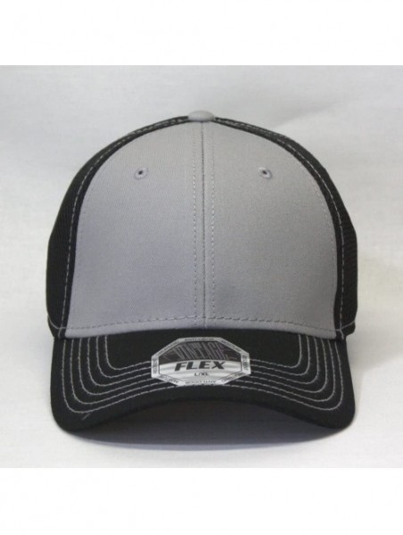 Baseball Caps Plain Pro Cool Mesh Low Profile Adjustable Baseball Cap - Flex L/Xl Black/Gray/Black - CW187GGH289 $17.19