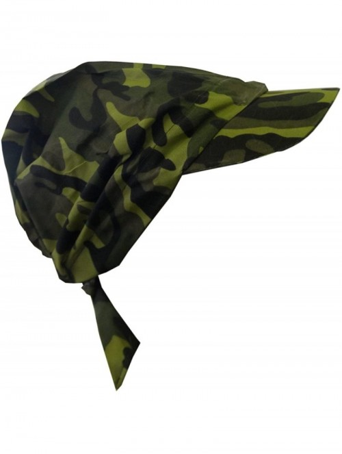 Sun Hats Camouflage Bandana Cap Visor Tie Unisex Army Hat - Green - C111MJ8IOYR $10.38