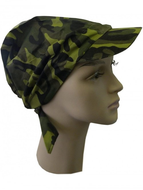 Sun Hats Camouflage Bandana Cap Visor Tie Unisex Army Hat - Green - C111MJ8IOYR $10.38