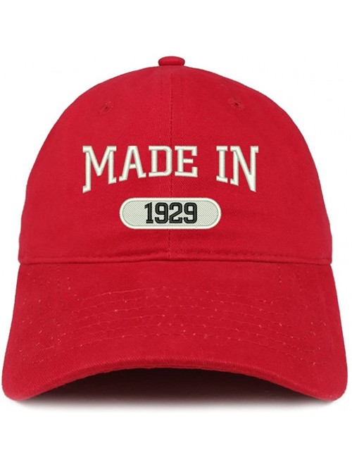 Baseball Caps Made in 1929 Embroidered 91st Birthday Brushed Cotton Cap - Red - CN18C9EW7NZ $25.26