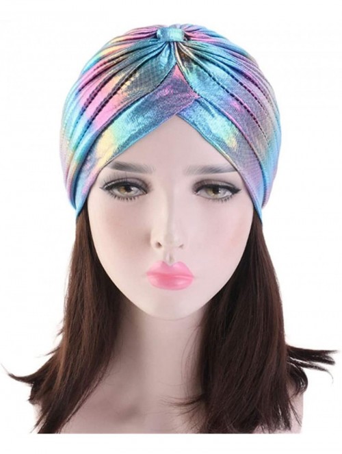 Skullies & Beanies India Hat Unisex Metallic Arab Pleated Headwrap Swami Hat Costume Glitter Laser Colourful Beanie Chemo Cap...