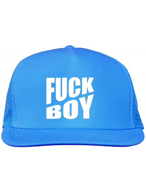 Baseball Caps Fuck Boy Bright neon Truckers mesh snap Back hat - Neon Blue - CI11Y4VO6N5 $21.95