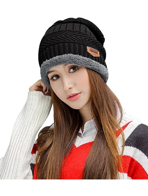 Skullies & Beanies Women's Beanie Hat Scarf Set Knit Warm Thick Winter Snow Skull Caps - Black - CE1857L5D8Y $12.65