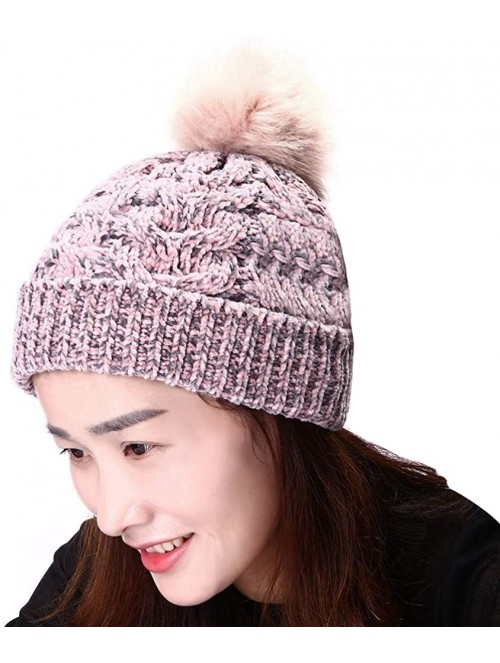 Skullies & Beanies Womens Winter Hats- Knit Hats for Women Winter- Slouchy Beanie Women Knit Hats Skull Caps - Pink - CX18W62...