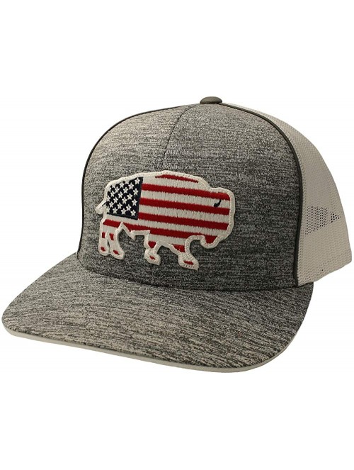 Baseball Caps USA Buffalo Adjustable Hat - Heather Grey/White - CE18ZTYOLE6 $32.89