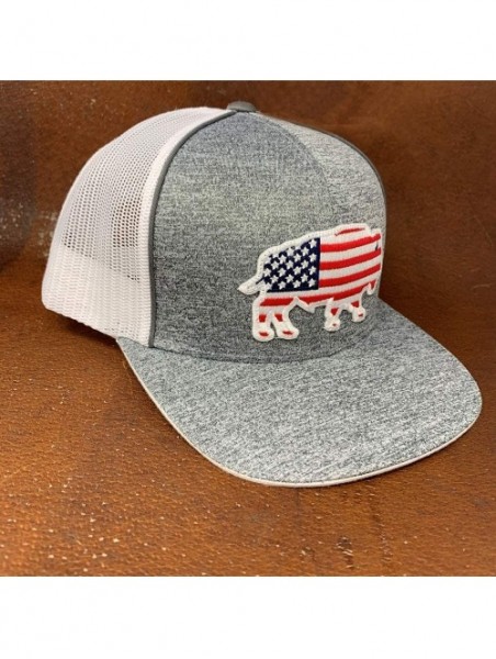 Baseball Caps USA Buffalo Adjustable Hat - Heather Grey/White - CE18ZTYOLE6 $32.89