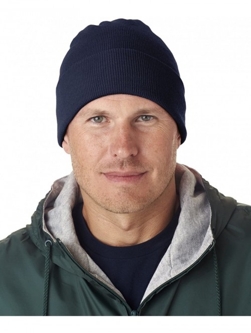 Skullies & Beanies Mens Knit Beanie with Cuff (8130) - Navy - CI12FL4Y8KJ $10.48