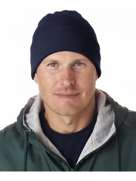 Skullies & Beanies Mens Knit Beanie with Cuff (8130) - Navy - CI12FL4Y8KJ $10.48