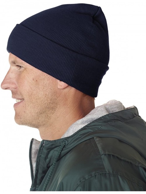 Skullies & Beanies Mens Knit Beanie with Cuff (8130) - Navy - CI12FL4Y8KJ $10.48