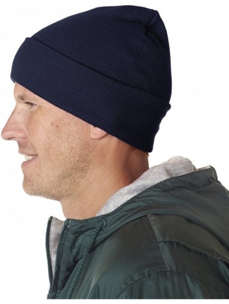 Skullies & Beanies Mens Knit Beanie with Cuff (8130) - Navy - CI12FL4Y8KJ $10.48