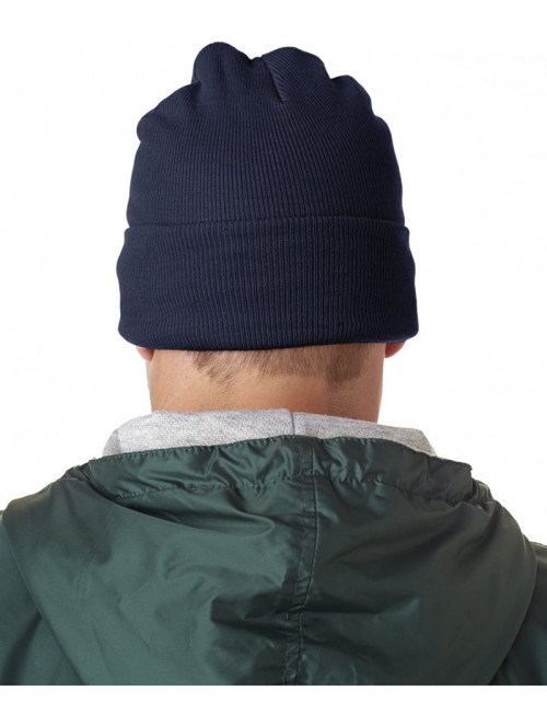 Skullies & Beanies Mens Knit Beanie with Cuff (8130) - Navy - CI12FL4Y8KJ $10.48