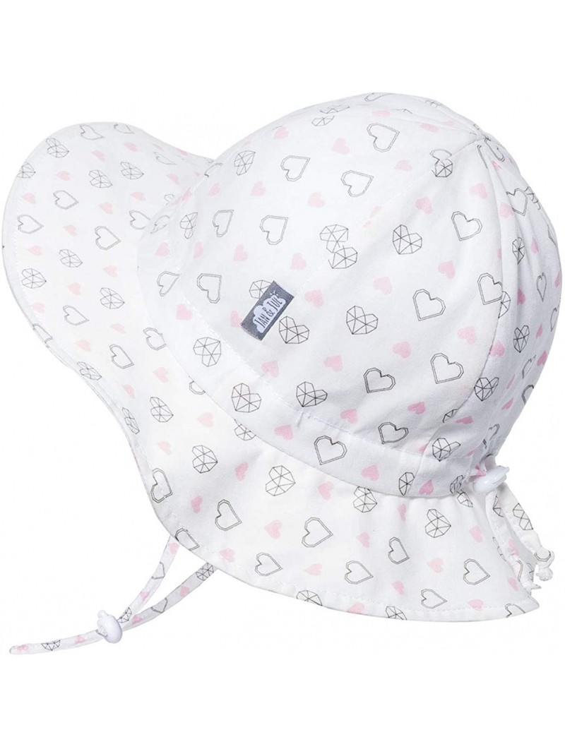 Sun Hats Toddler Sun Hat- GRO-with-Me Adjustable Straps- 50+UPF Natural Cotton Protection - Diamond Hearts - CK18NT396DO $56.27