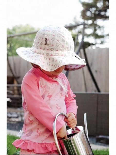 Sun Hats Toddler Sun Hat- GRO-with-Me Adjustable Straps- 50+UPF Natural Cotton Protection - Diamond Hearts - CK18NT396DO $56.27