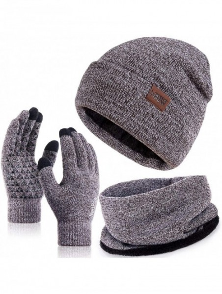 Skullies & Beanies Winter Beanie Gloves Touchscreen Infitiny - Gloves&beanie&scarf Coffee White - C718XGMWH3S $18.52