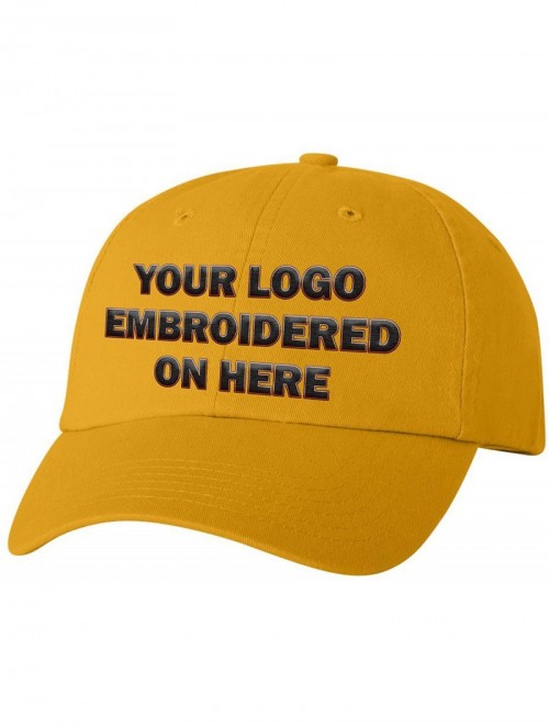 Baseball Caps Custom Dad Soft Hat Add Your Own Embroidered Logo Personalized Adjustable Cap - Gold - CN1953WTRKQ $32.88