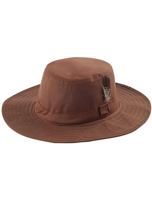 Sun Hats WAXED COTTON CANVAS MEN'S WESTERN STYLE HAT - Brown - CA11CFOWH0H $27.07