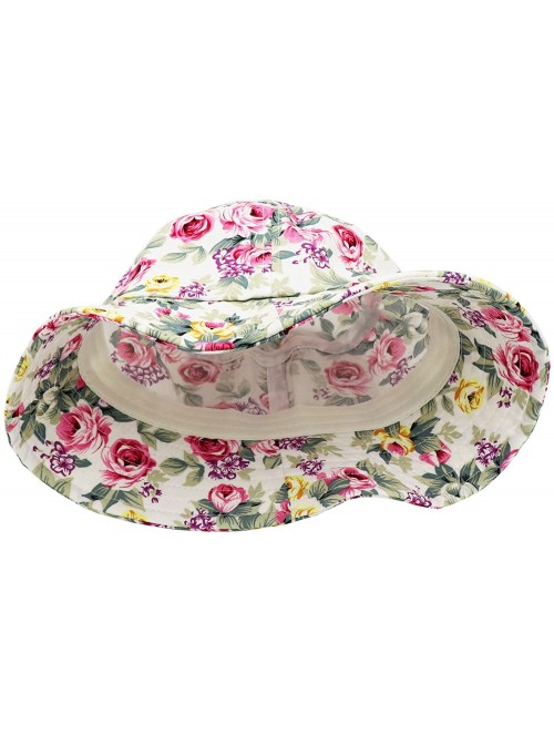 Bucket Hats Unisex 100% Cotton Packable Bucket Hat Sun hat for Men Women - Flowers White - C918RLRIAY4 $15.28