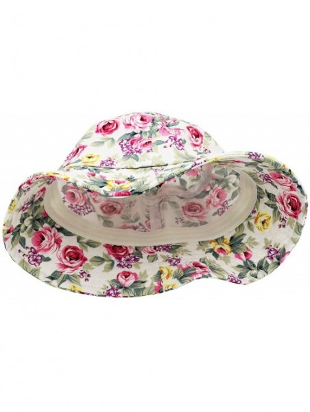 Bucket Hats Unisex 100% Cotton Packable Bucket Hat Sun hat for Men Women - Flowers White - C918RLRIAY4 $15.28