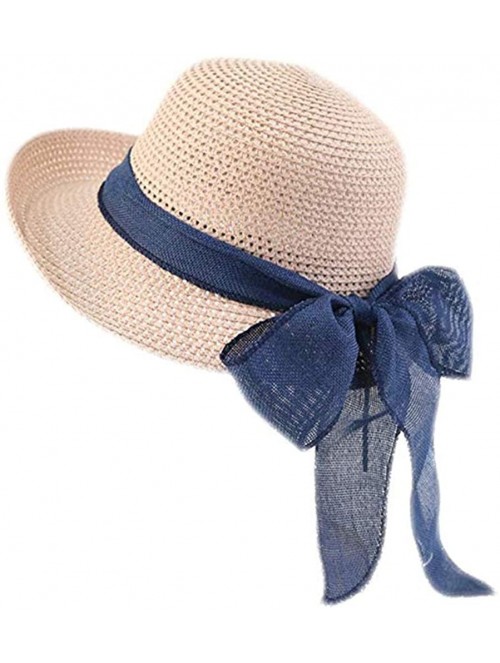 Sun Hats Women's Sun Straw Hat- Big Brim Hat Bowknot Summer Hat Foldable Roll up Floppy Sunhat Beach for Women - CZ18RSY97ES ...