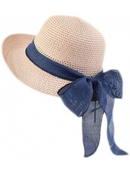 Sun Hats Women's Sun Straw Hat- Big Brim Hat Bowknot Summer Hat Foldable Roll up Floppy Sunhat Beach for Women - CZ18RSY97ES ...