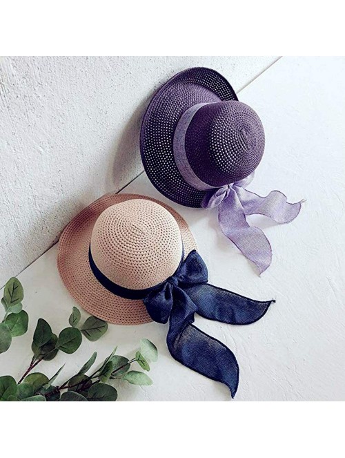 Sun Hats Women's Sun Straw Hat- Big Brim Hat Bowknot Summer Hat Foldable Roll up Floppy Sunhat Beach for Women - CZ18RSY97ES ...